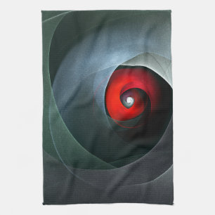 Red Swirl Artistic Modern Abstract Art Pattern #19 Kitchen Towel