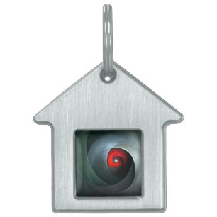 Red Swirl Artistic Modern Abstract Art Pattern #19 Pet ID Tag