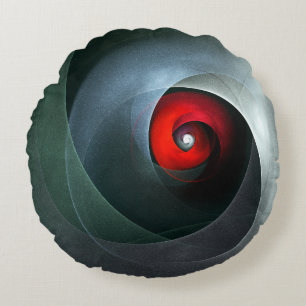 Red Swirl Artistic Modern Abstract Art Pattern #19 Round Pillow