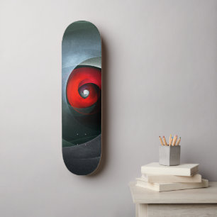 Red Swirl Artistic Modern Abstract Art Pattern #19 Skateboard