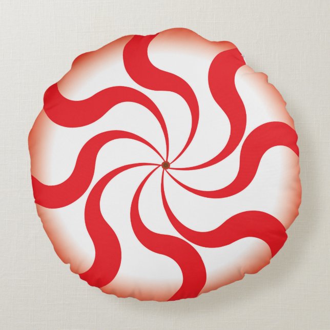 Red Swirl Candy Modern Throw Pillow (Back)