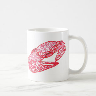 Red Swirl Crab, Abstract Sand Crab Painting, mugs