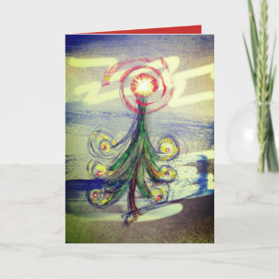 Red swirl Magical Christmas Tree card
