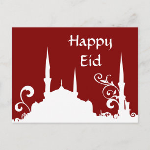 Red Swirl Mosque Ramadan/Eid Banner/Streamer Postcard