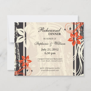Red Swirl Rehearsal Dinner Card in Black