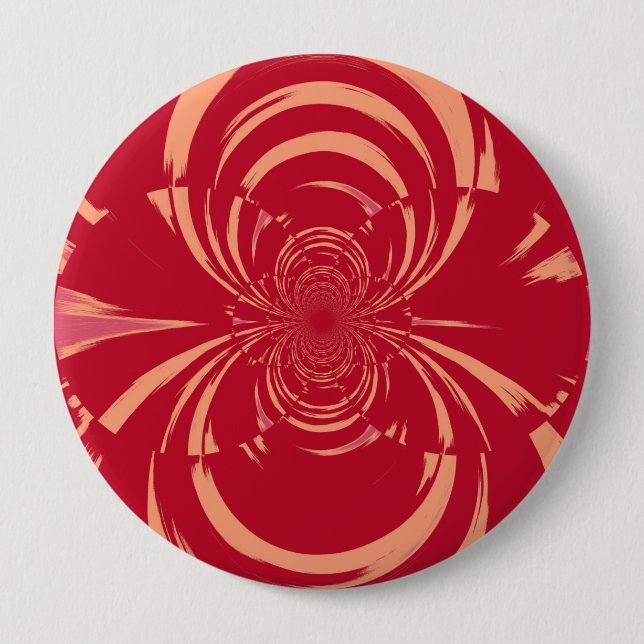 Red Swirl Retro Art Deco 4 Inch Round Button (Front)