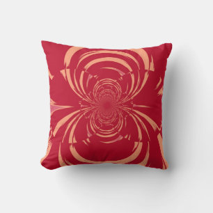 Red Swirl Retro Art Deco Throw Pillow