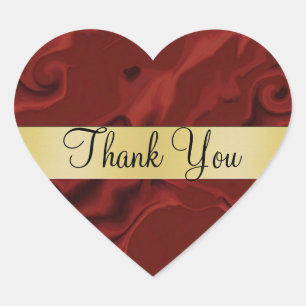Red Swirl Thank You Heart Sticker