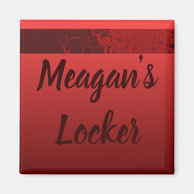 Red Swirls Personalized Locker Magnet (Front)