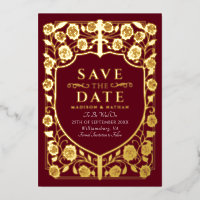 Red Sword Shield Medieval Monogram Save the Date