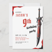 Red Sword Warrior Boy Birthday Party 
