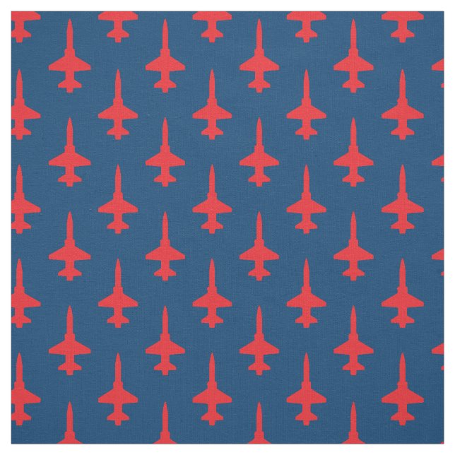 Red T-38 Talon Pattern on Dark Blue Fabric (Swatch)