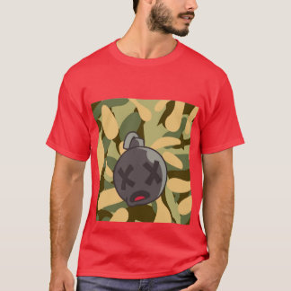 Red T-Shirt Army Fatigue Pattern Front & Centre