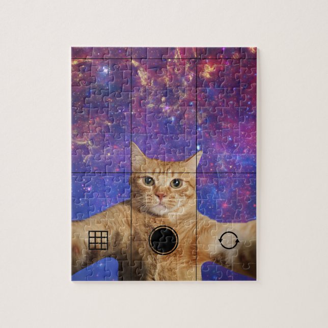 Red Tabby Cat Taking a Selfie in Space Jigsaw Puzzle (Vertical)