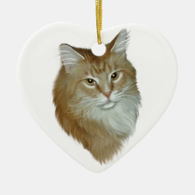 Red Tabby Maine Coon Ceramic Ornament (Front)