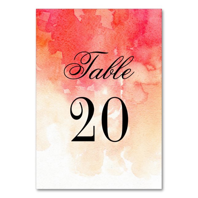 Red table number. Fall wedding. Coral autumn table Number (Front)