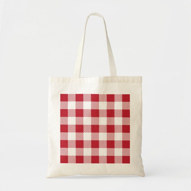 Red Tablecloth Gingham Checked Tote Bag (Front)