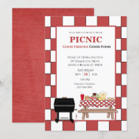 Red Tablecloth Picnic BBQ Outdoor Grill  