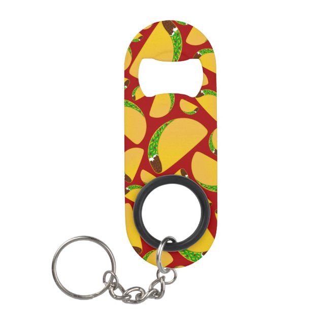 Red taco pattern mini bottle opener (Front)