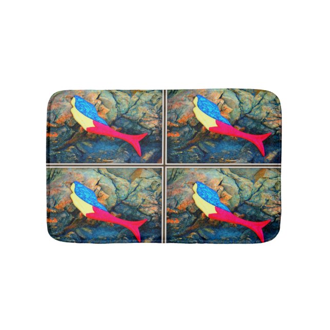 red-tail blackhaired  mermaids bath mat (Front)