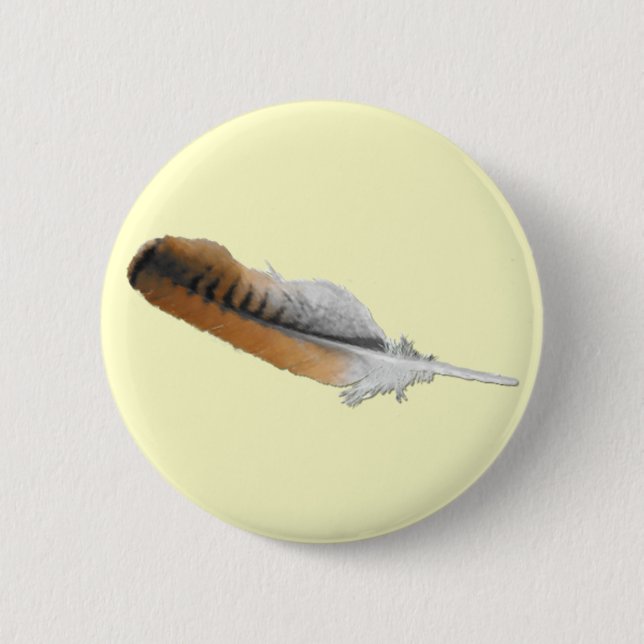 Red-tail Hawk feather 2 Inch Round Button (Front)