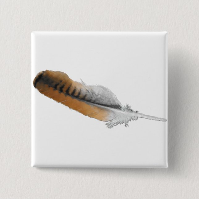 Red-tail Hawk feather 2 Inch Square Button (Front)