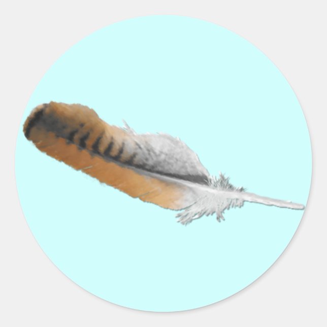 Red-tail Hawk feather Classic Round Sticker (Front)