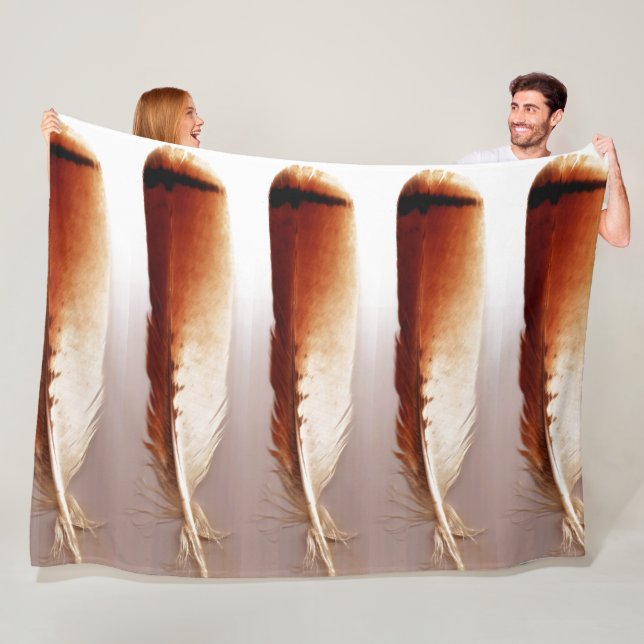 Red Tail Hawk Feather Fleece Blanket (In Situ)