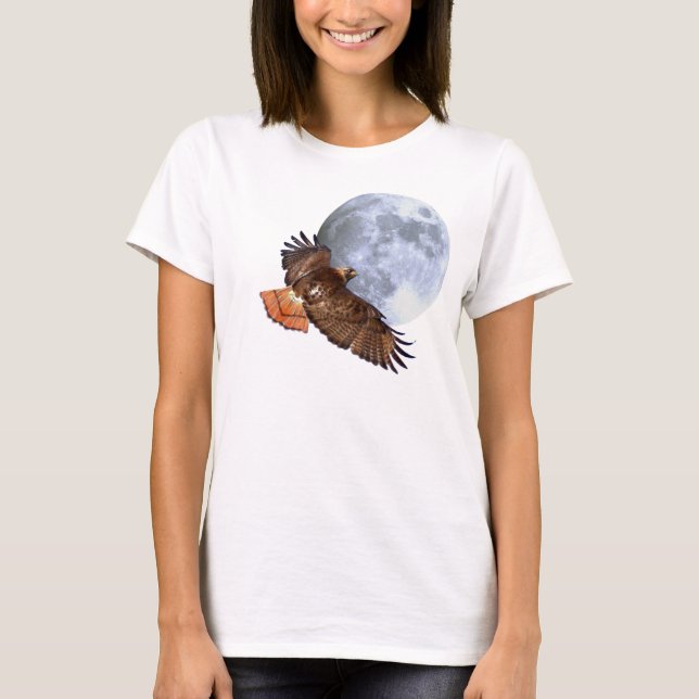 Red-Tail Hawk & Full Moon Wildlife Shirt (Front)