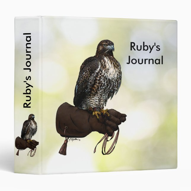 Red-tail Hawk on Glove Binder (Front/Spine)