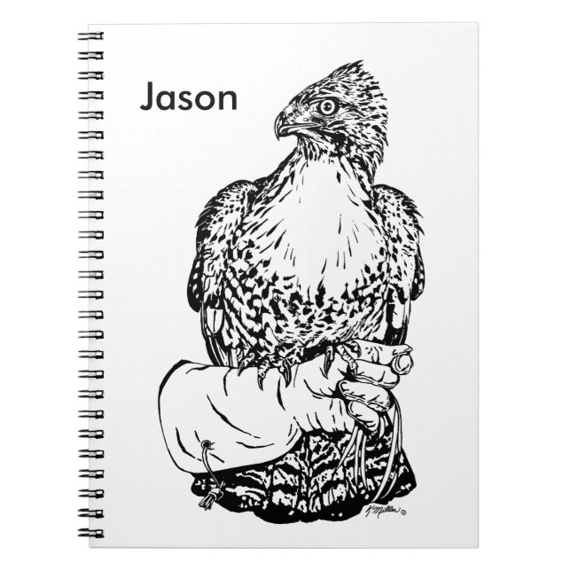 Red-tail Hawk on Glove Notebook (Front)
