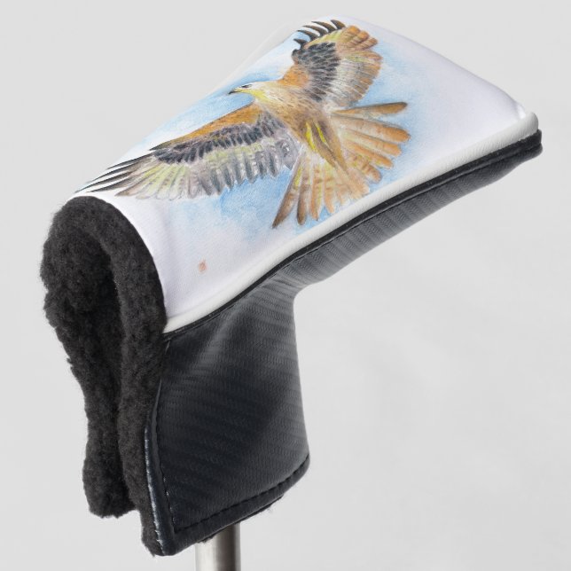 Red Tail Hawk Watercolor Art Golf Head Cover (3/4 Front)