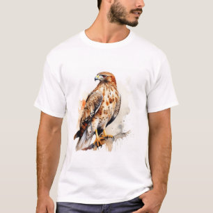 Red Tail Hawk Watercolor Design T-Shirt