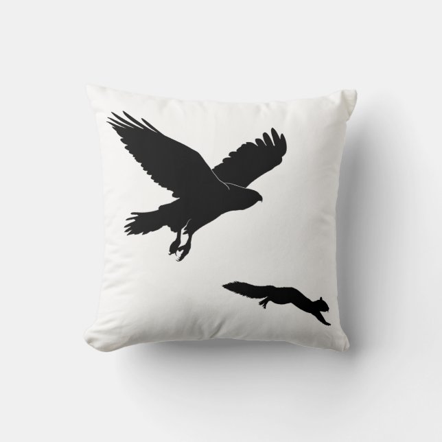 Red tail on squirrel silouette throw pillow (Front)