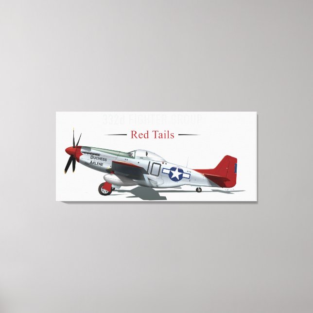 Red Tail P-51 Mustang of the Tuskegee Airmen Canvas Print (Front)