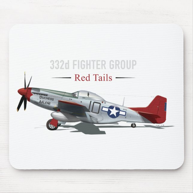 Red Tail P-51 Mustang of the Tuskegee Airmen Mouse Pad (Front)