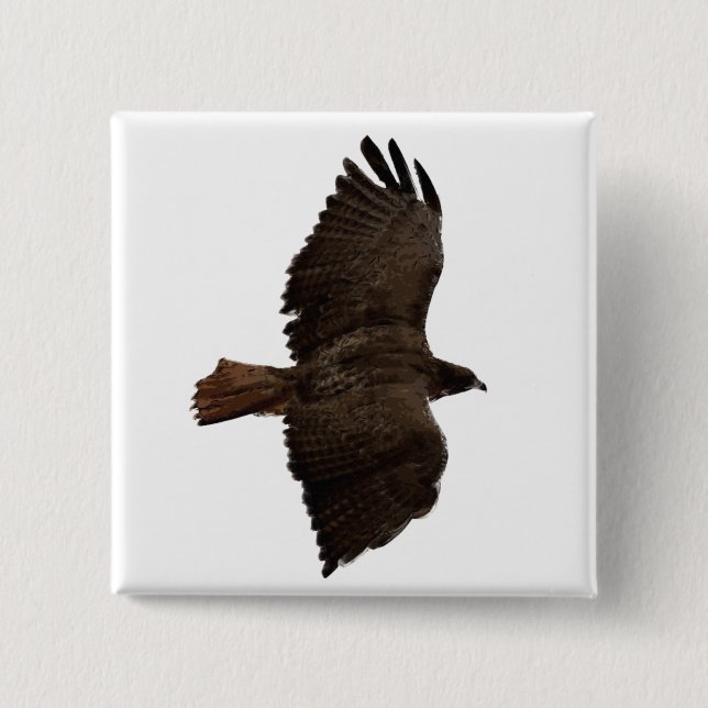 Red-tail sketch 2 inch square button (Front)