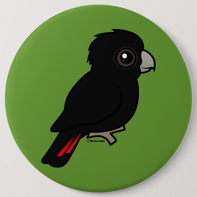 Red-tailed Black Cockatoo 6 Inch Round Button (Front)