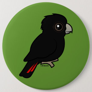 Red-tailed Black Cockatoo 6 Inch Round Button