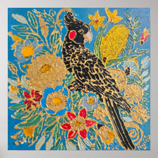 Red-Tailed Black Cockatoo – Australian Botanical  Poster