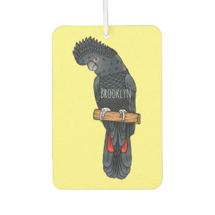 Red-tailed black cockatoo bird cartoon air freshener