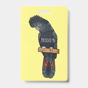 Red-tailed black cockatoo bird cartoon badge