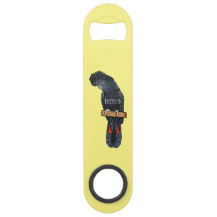 Red-tailed black cockatoo bird cartoon bar key