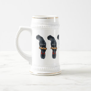 Red-tailed black cockatoo bird cartoon beer stein