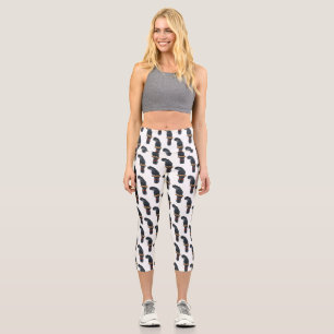 Red-tailed black cockatoo bird cartoon  capri leggings