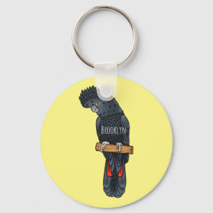 Red-tailed black cockatoo bird cartoon keychain
