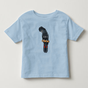 Red-tailed black cockatoo bird cartoon toddler t-shirt