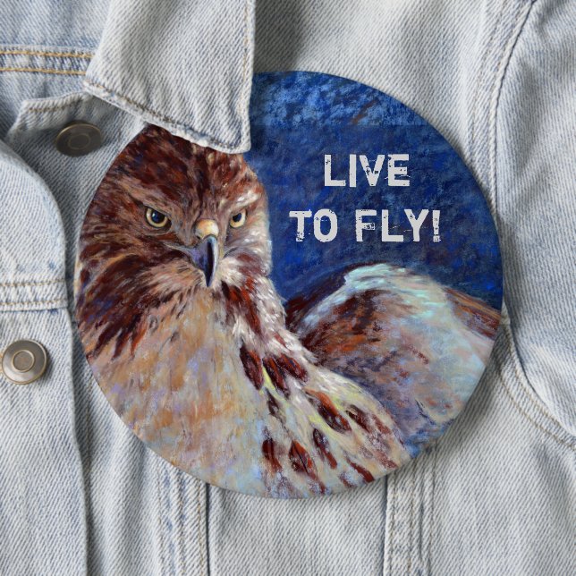 Red Tailed Hawk 6 Inch Round Button (In Situ)