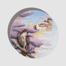 Red Tailed Hawk Animal Guide Hex Sign Magnet