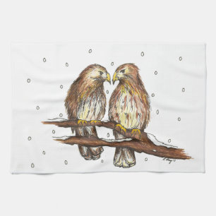Red-Tailed Hawk Bird Holiday Christmas Winter Kitchen Towel